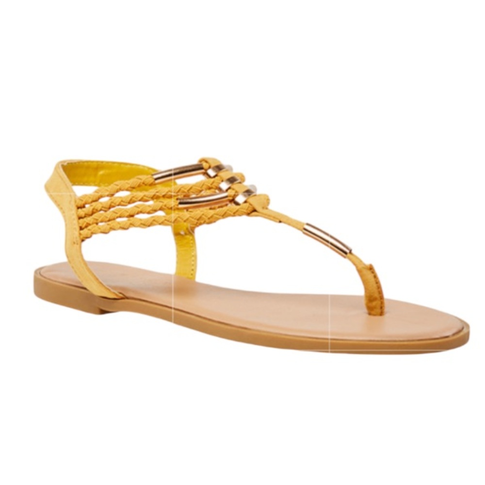 Rouge! Braided Strap Tong Yellow Sandals size:6